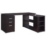 YVETTE 60-INCH 3-DRAWER L-SHAPE COMPUTER DESK CAPPUCCINO