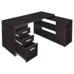 YVETTE 60-INCH 3-DRAWER L-SHAPE COMPUTER DESK CAPPUCCINO - Image 3