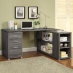 YVETTE 60-INCH 3-DRAWER L-SHAPE COMPUTER DESK WEATHERED GREY - Image 2