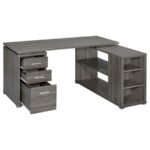 YVETTE 60-INCH 3-DRAWER L-SHAPE COMPUTER DESK WEATHERED GREY - Image 3