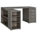 YVETTE 60-INCH 3-DRAWER L-SHAPE COMPUTER DESK WEATHERED GREY - Image 4