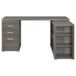YVETTE 60-INCH 3-DRAWER L-SHAPE COMPUTER DESK WEATHERED GREY - Image 5