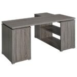 YVETTE 60-INCH 3-DRAWER L-SHAPE COMPUTER DESK WEATHERED GREY - Image 7
