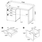 BRENNAN 47-INCH 3-DRAWER OFFICE COMPUTER DESK CAPPUCCINO - Image 11