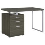 BRENNAN 47-INCH 3-DRAWER OFFICE COMPUTER DESK WEATHERED GREY - Image 4
