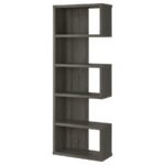 JOEY 71-INCH 5-SHELF BOOKSHELF WEATHERED GREY - Image 4