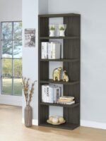 HARRISON 71-INCH 5-SHELF BOOKSHELF WEATHERED GREY - Image 2