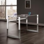 HARTFORD 47-INCH GLASS TOP WRITING DESK CHROME - Image 2