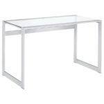 HARTFORD 47-INCH GLASS TOP WRITING DESK CHROME