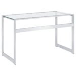 HARTFORD 47-INCH GLASS TOP WRITING DESK CHROME - Image 6