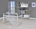 HARTFORD 47-INCH GLASS TOP WRITING DESK CHROME - Image 11
