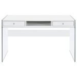 DOBREV 48-INCH 2-DRAWER WRITING DESK WHITE HIGH GLOSS - Image 4