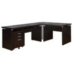 SKYLAR L-SHAPE DESK WITH MOBILE FILE CABINET CAPPUCCINO - Image 2