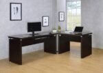 SKYLAR 83-INCH L-SHAPED OFFICE COMPUTER DESK CAPPUCCINO - Image 2