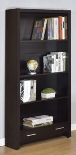 SKYLAR 71-INCH 5-SHELF BOOKCASE WITH DRAWER CAPPUCCINO - Image 2