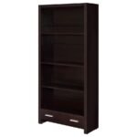 SKYLAR 71-INCH 5-SHELF BOOKCASE WITH DRAWER CAPPUCCINO - Image 5