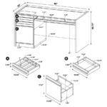 HALSTON 60-INCH 3-DRAWER OFFICE COMPUTER DESK CAPPUCCINO - Image 11