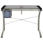 MELO 41-INCH GLASS TOP DRAFTING TABLE WITH STORAGE SILVER - Image 7