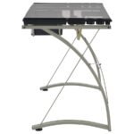 MELO 41-INCH GLASS TOP DRAFTING TABLE WITH STORAGE SILVER - Image 8