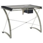 MELO 41-INCH GLASS TOP DRAFTING TABLE WITH STORAGE SILVER - Image 9