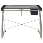 MELO 41-INCH GLASS TOP DRAFTING TABLE WITH STORAGE SILVER - Image 10
