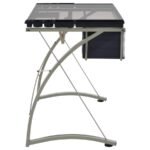 MELO 41-INCH GLASS TOP DRAFTING TABLE WITH STORAGE SILVER - Image 11