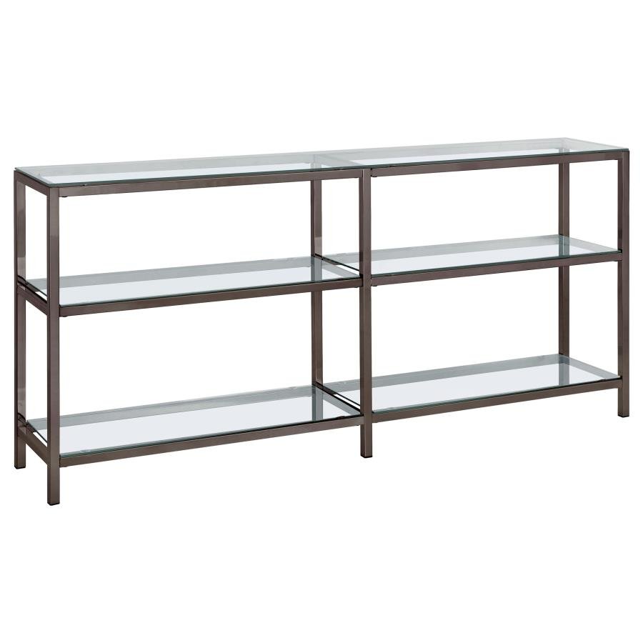 801018_02x900.jpg KATE 55-INCH 4-SHELF CONSOLE BOOKCASES BLACK NICKEL - Image 1