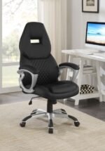 BRUCE UPHOLSTERED ADJUSTABLE HOME OFFICE DESK CHAIR BLACK - Image 2