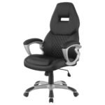 BRUCE UPHOLSTERED ADJUSTABLE HOME OFFICE DESK CHAIR BLACK - Image 4