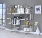 ELMER 63-INCH 5-SHELF BOOKSHELF CLEAR AND CHROME - Image 2