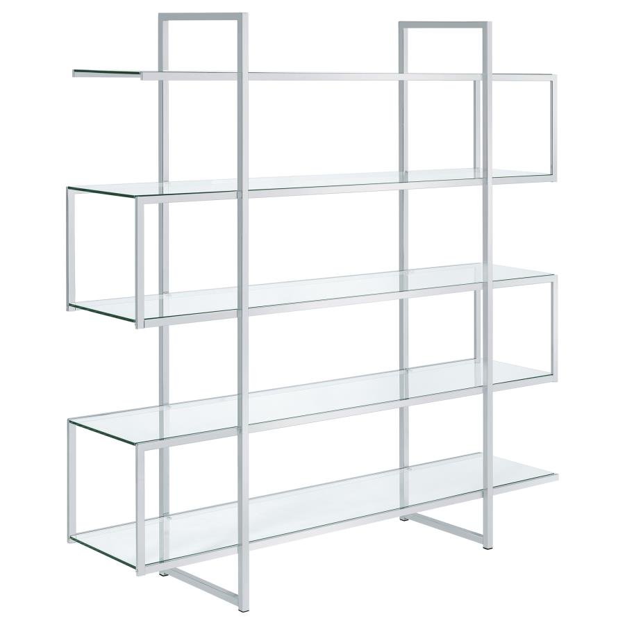 801304_02x900.jpg ELMER 63-INCH 5-SHELF BOOKSHELF CLEAR AND CHROME - Image 1