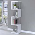 BAXTER 67-INCH 4-SHELF BOOKSHELF WHITE AND CHROME - Image 2