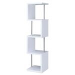 BAXTER 67-INCH 4-SHELF BOOKSHELF WHITE AND CHROME
