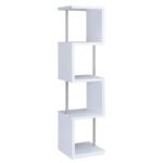 BAXTER 67-INCH 4-SHELF BOOKSHELF WHITE AND CHROME - Image 4