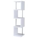 BAXTER 67-INCH 4-SHELF BOOKSHELF WHITE AND CHROME - Image 5