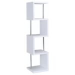 BAXTER 67-INCH 4-SHELF BOOKSHELF WHITE AND CHROME - Image 6