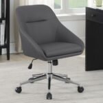 JACKMAN UPHOLSTERED ADJUSTABLE HOME OFFICE DESK CHAIR GREY - Image 2