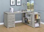 YVETTE 60-INCH 3-DRAWER L-SHAPE COMPUTER DESK GREY DRIFTWOOD - Image 2