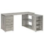 YVETTE 60-INCH 3-DRAWER L-SHAPE COMPUTER DESK GREY DRIFTWOOD