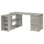 YVETTE 60-INCH 3-DRAWER L-SHAPE COMPUTER DESK GREY DRIFTWOOD - Image 3