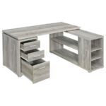 YVETTE 60-INCH 3-DRAWER L-SHAPE COMPUTER DESK GREY DRIFTWOOD - Image 4
