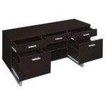 LAWTEY 5-DRAWER HOME OFFICE STORAGE CREDENZA CAPPUCCINO - Image 3