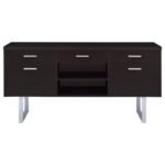 LAWTEY 5-DRAWER HOME OFFICE STORAGE CREDENZA CAPPUCCINO - Image 4