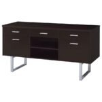 LAWTEY 5-DRAWER HOME OFFICE STORAGE CREDENZA CAPPUCCINO - Image 5