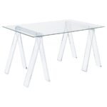 AMATURO 59-INCH GLASS TOP ACRYLIC WRITING DESK CLEAR
