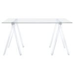 AMATURO 59-INCH GLASS TOP ACRYLIC WRITING DESK CLEAR - Image 3