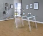 AMATURO 59-INCH GLASS TOP ACRYLIC WRITING DESK CLEAR - Image 7