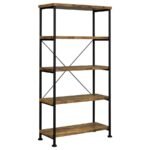 ANALIESE 2-PIECE COMPUTER DESK BOOKCASE SET RUSTIC NUTMEG - Image 8