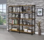 ANALIESE 63-INCH 4-SHELF DOUBLE BOOKSHELF RUSTIC NUTMEG - Image 2