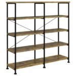 ANALIESE 63-INCH 4-SHELF DOUBLE BOOKSHELF RUSTIC NUTMEG